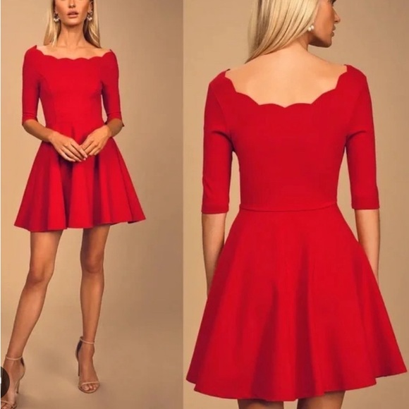 Lulu’s Tip the Scallops red dress - Picture 2 of 9